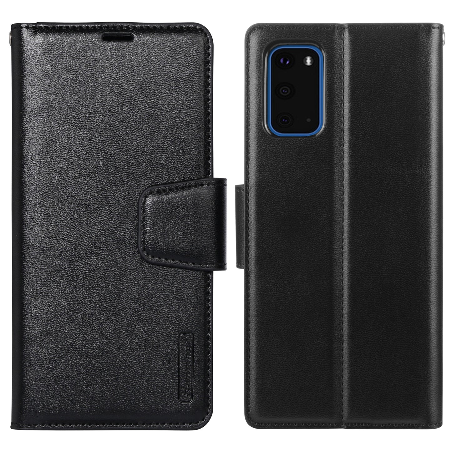 HANMAN Mill Series for Samsung Galaxy S20 Plus 5G / 4G Stand Phone Case Leather Wallet Smartphone Cover - Black