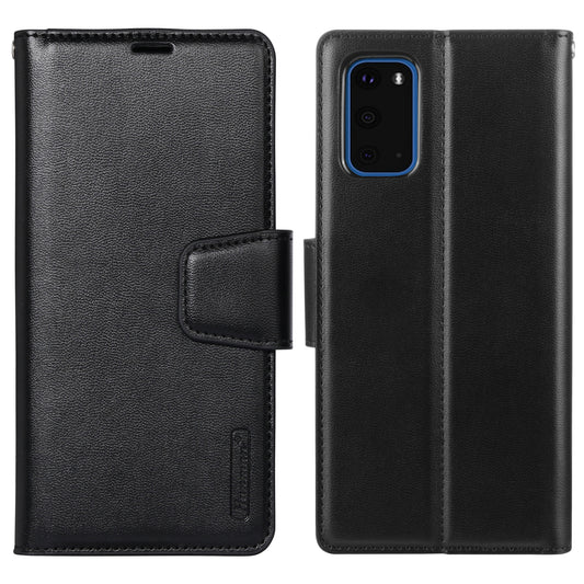 HANMAN Mill Series for Samsung Galaxy S20 Plus 5G / 4G Stand Phone Case Leather Wallet Smartphone Cover - Black