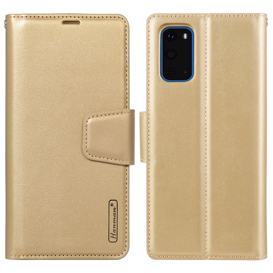 HANMAN Mill Series for Samsung Galaxy S20 Plus 5G / 4G Stand Phone Case Leather Wallet Smartphone Cover - Gold