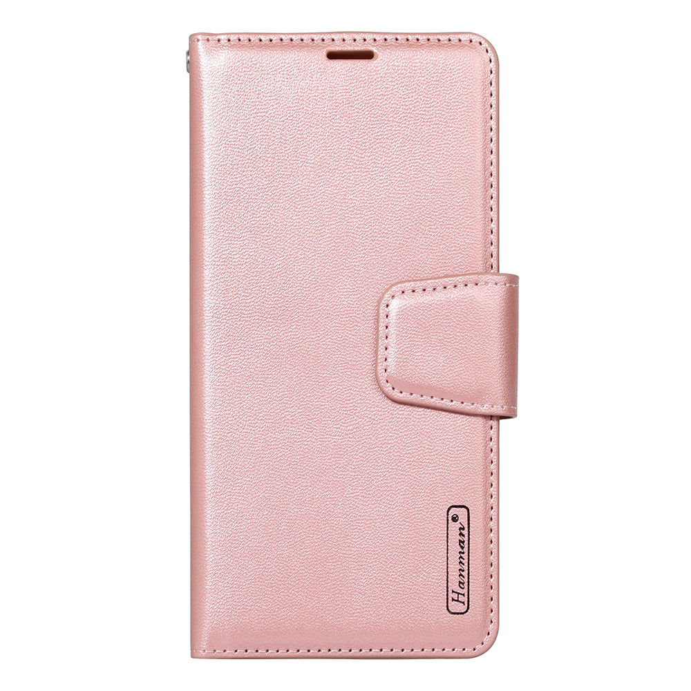 HANMAN Mill Series for Samsung Galaxy S20 Plus 5G / 4G Stand Phone Case Leather Wallet Smartphone Cover - Rose Gold