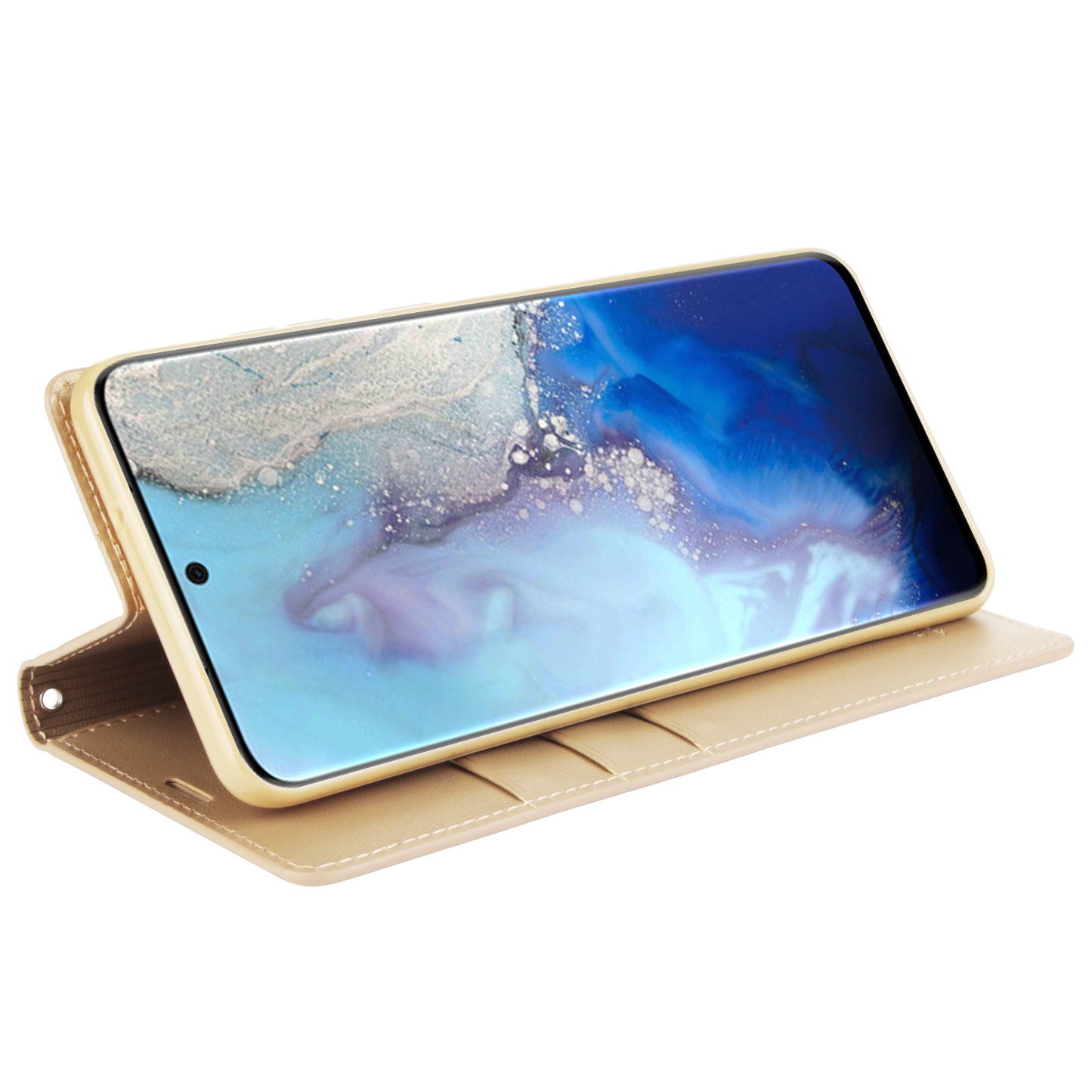 HANMAN Minuo Series for Samsung Galaxy S20 Plus 4G / 5G Leather Phone Wallet Case Protective Stand Cover - Gold