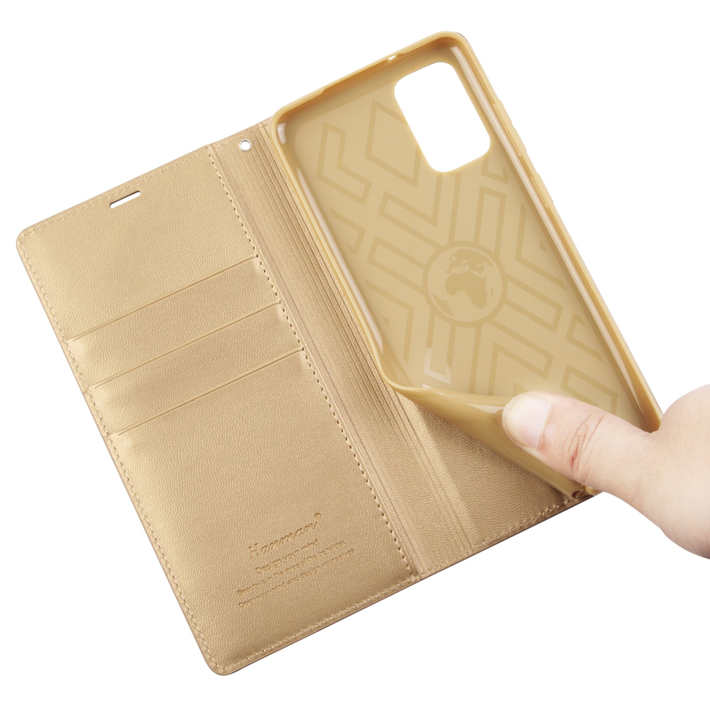 HANMAN Minuo Series for Samsung Galaxy S20 Plus 4G / 5G Leather Phone Wallet Case Protective Stand Cover - Gold