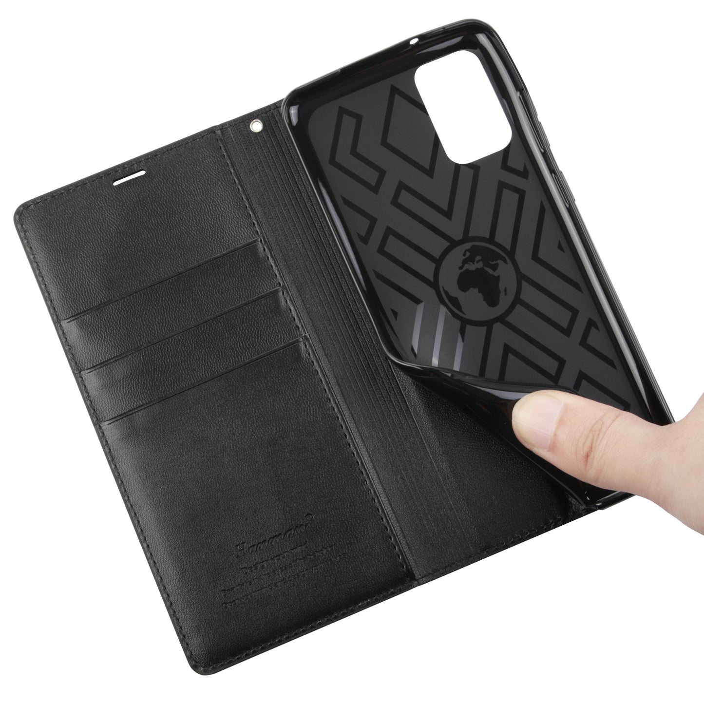 HANMAN Minuo Series for Samsung Galaxy S20 Plus 4G / 5G Leather Phone Wallet Case Protective Stand Cover - Black