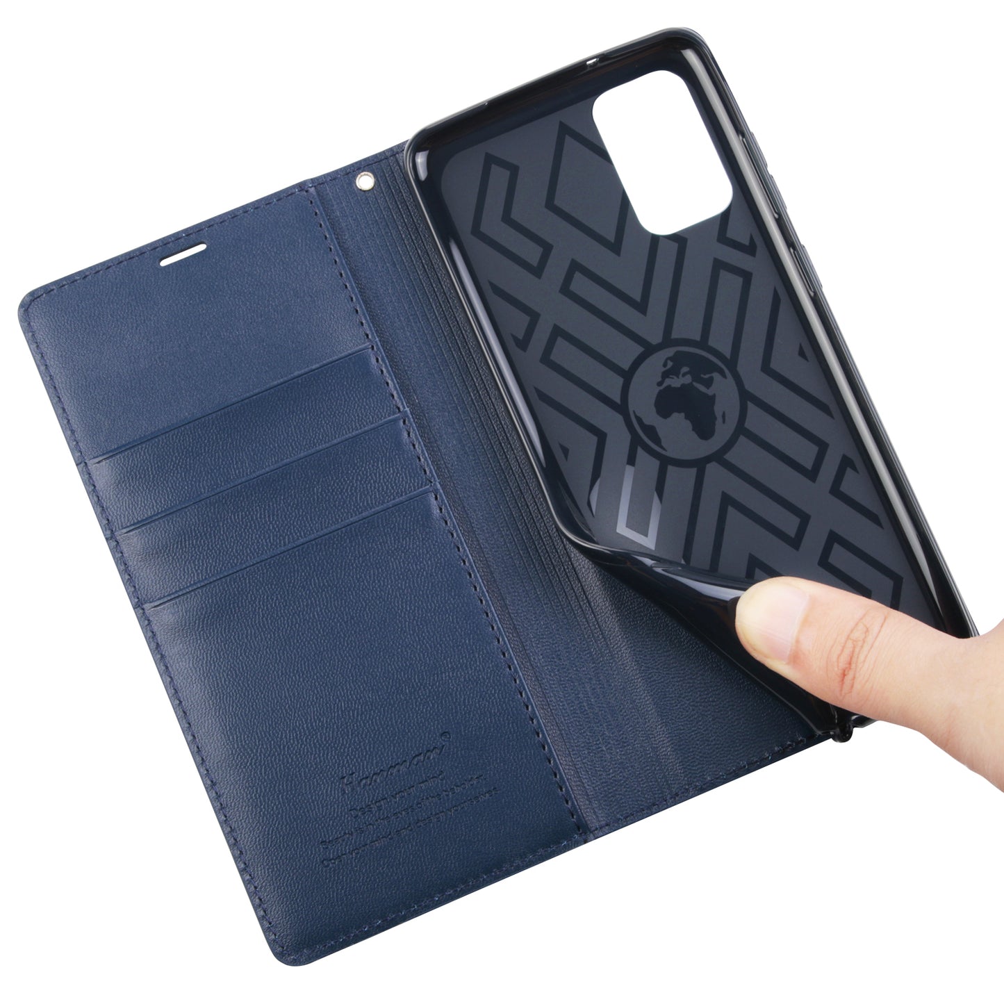 HANMAN Minuo Series for Samsung Galaxy S20 Plus 4G / 5G Leather Phone Wallet Case Protective Stand Cover - Blue