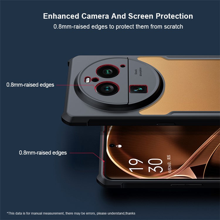 XUNDD For Oppo Find X6 Pro Protective Phone Case Acrylic+TPU Shockproof Cellphone Cover - Black Matte Laser Texture
