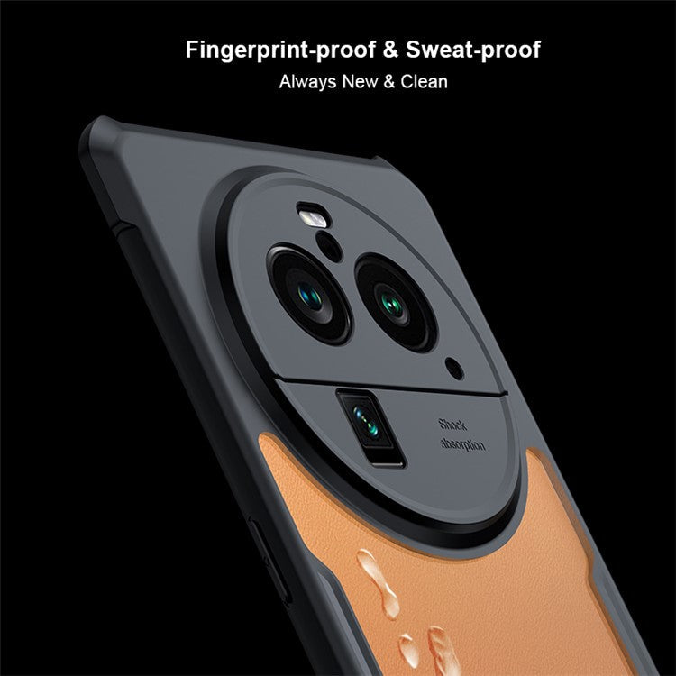 XUNDD For Oppo Find X6 Pro Protective Phone Case Acrylic+TPU Shockproof Cellphone Cover - Black Matte Laser Texture