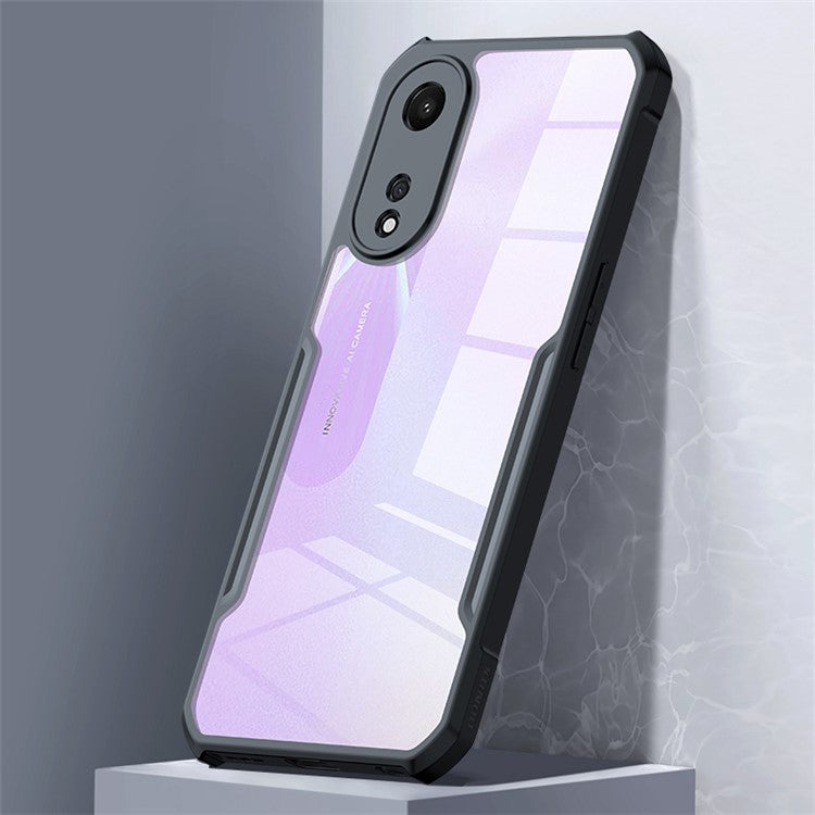 XUNDD For Oppo A78 5G Acrylic+TPU Cell Phone Case Drop-proof Protection Phone Cover - Black Transparent