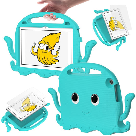 For Lenovo Tab M10 (Gen 3) Tablet EVA Case Cartoon Octopus Hand Grip Tablet Cover with Shoulder Strap - Baby Blue