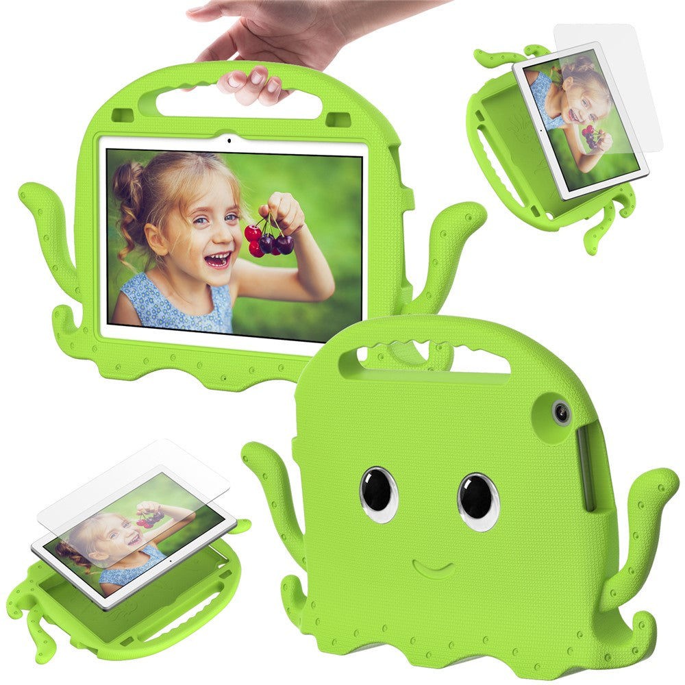 For Lenovo Tab M10 (Gen 3) Tablet EVA Case Cartoon Octopus Hand Grip Tablet Cover with Shoulder Strap - Green