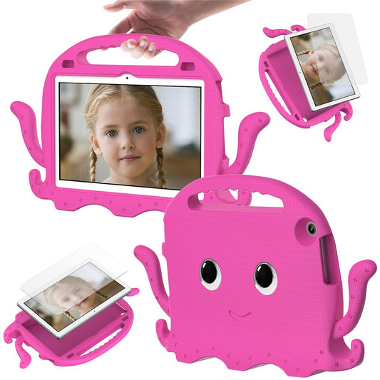 For Lenovo Tab M10 (Gen 3) Tablet EVA Case Cartoon Octopus Hand Grip Tablet Cover with Shoulder Strap - Rose