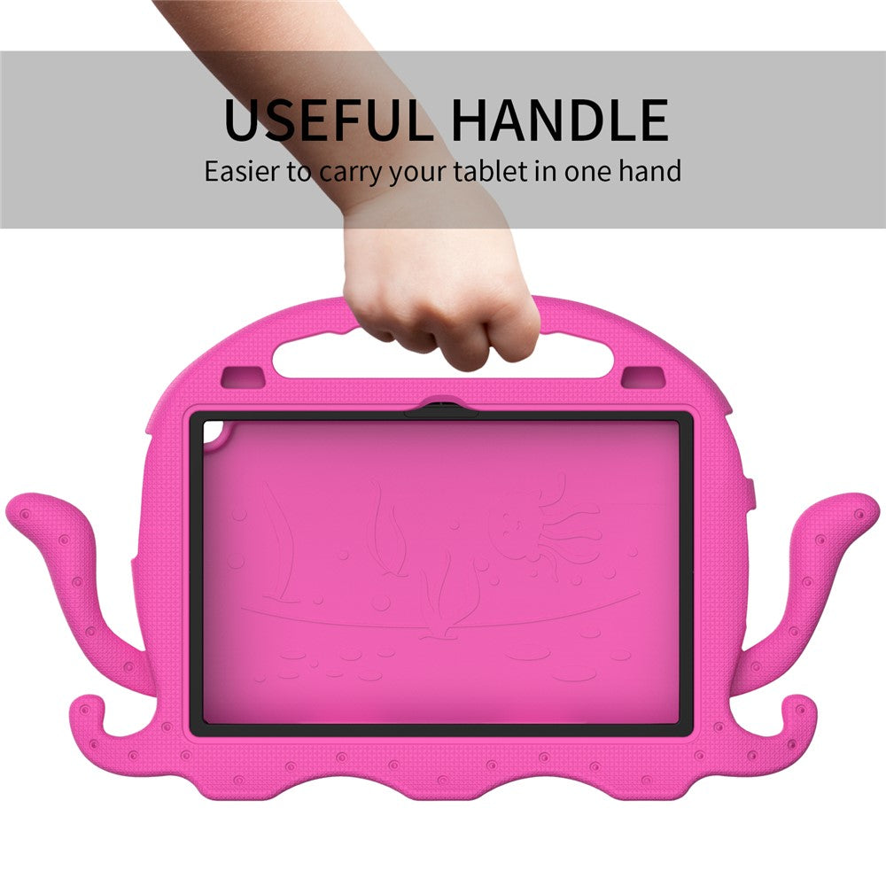 For Lenovo Tab M10 (Gen 3) Tablet EVA Case Cartoon Octopus Hand Grip Tablet Cover with Shoulder Strap - Rose