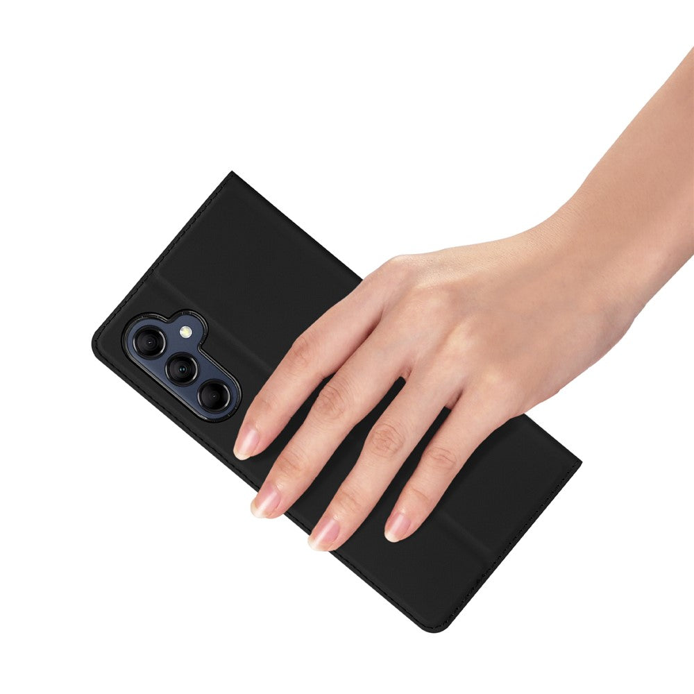 DUX DUCIS Skin Pro Series for Samsung Galaxy M14 5G Phone Case with Card Holder PU Leather Stand Flip Cover - Black