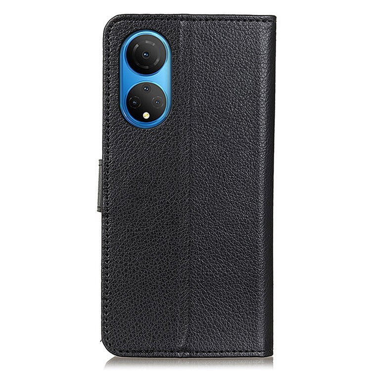 PU Leather Wallet Stand Case for Honor X7 , Litchi Texture Protective Phone Cover - Black