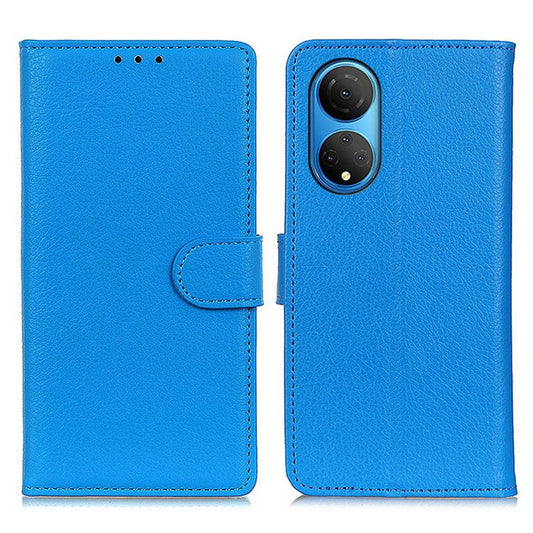 PU Leather Wallet Stand Case for Honor X7 , Litchi Texture Protective Phone Cover - Blue