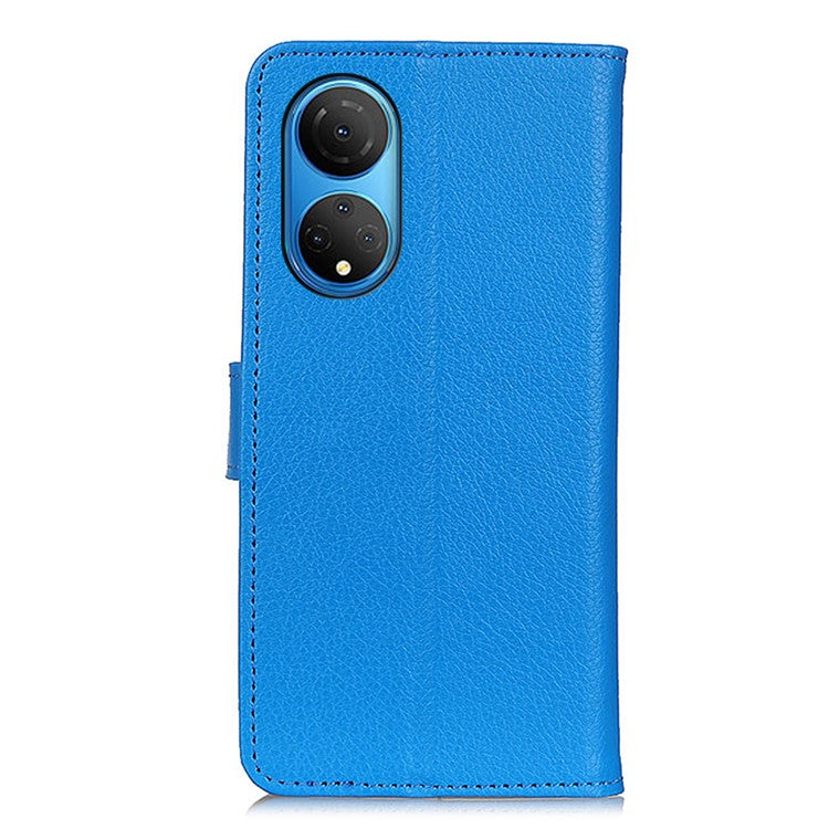 PU Leather Wallet Stand Case for Honor X7 , Litchi Texture Protective Phone Cover - Blue