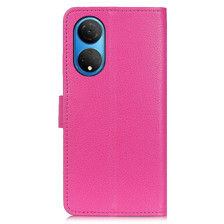 PU Leather Wallet Stand Case for Honor X7 , Litchi Texture Protective Phone Cover - Rose