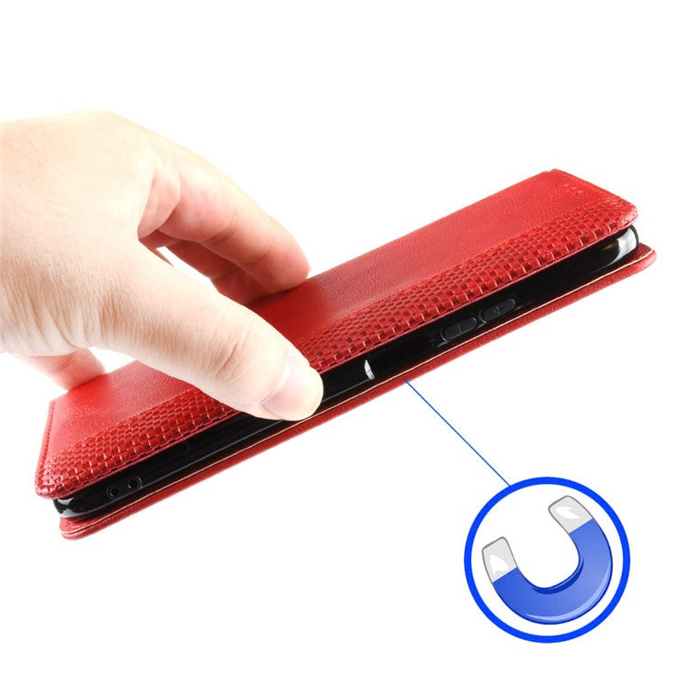 Stand Shell for Oppo Find X6 Pro PU Leather Magnetic Retro Phone Cover Cell Phone Wallet Case - Red