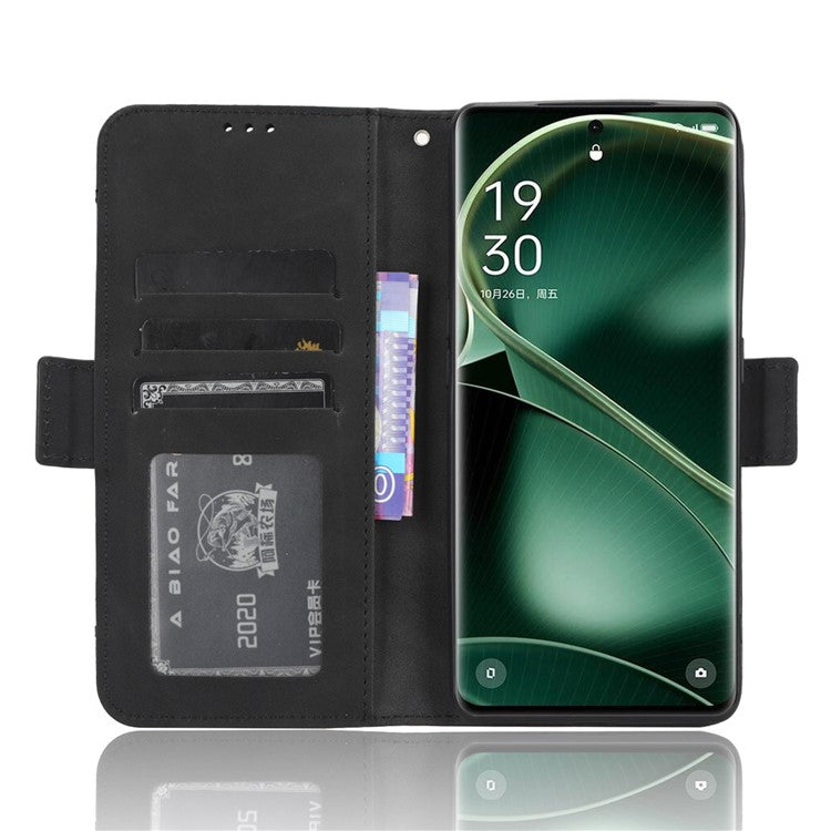 Wallet Phone Shell for Oppo Find X6 Pro Leather Flip Cover Multiple Card Slots Phone Case with Stand - Black