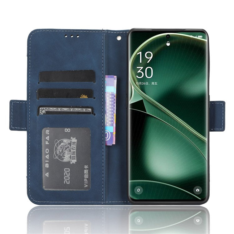 Wallet Phone Shell for Oppo Find X6 Pro Leather Flip Cover Multiple Card Slots Phone Case with Stand - Blue