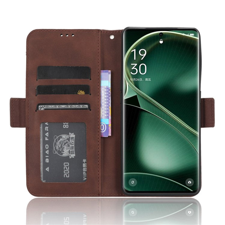 Wallet Phone Shell for Oppo Find X6 Pro Leather Flip Cover Multiple Card Slots Phone Case with Stand - Brown