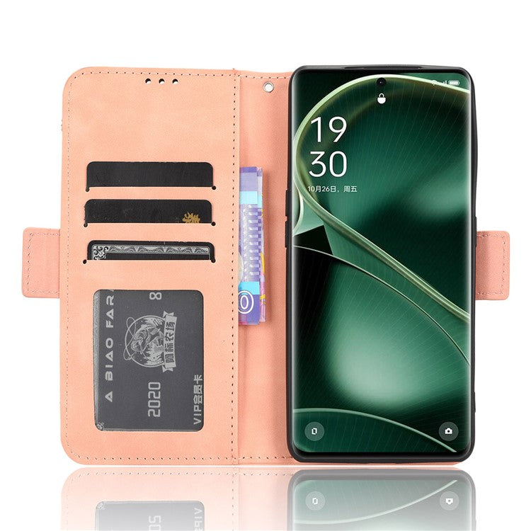 Wallet Phone Shell for Oppo Find X6 Pro Leather Flip Cover Multiple Card Slots Phone Case with Stand - Pink