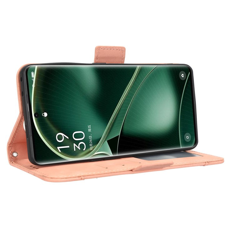 Wallet Phone Shell for Oppo Find X6 Pro Leather Flip Cover Multiple Card Slots Phone Case with Stand - Pink