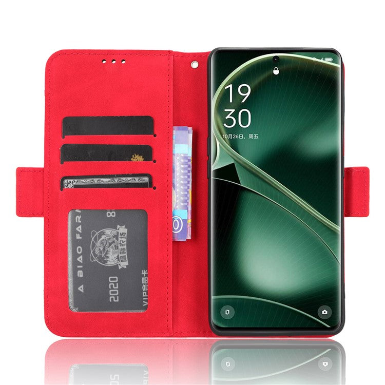 Wallet Phone Shell for Oppo Find X6 Pro Leather Flip Cover Multiple Card Slots Phone Case with Stand - Red