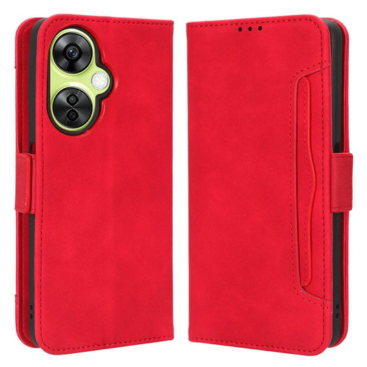 For OnePlus Nord CE 3 Lite 5G / Nord N30 5G Multiple Card Slots Phone Case Leather Wallet Stand Cover - Red