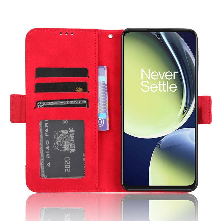 For OnePlus Nord CE 3 Lite 5G / Nord N30 5G Multiple Card Slots Phone Case Leather Wallet Stand Cover - Red
