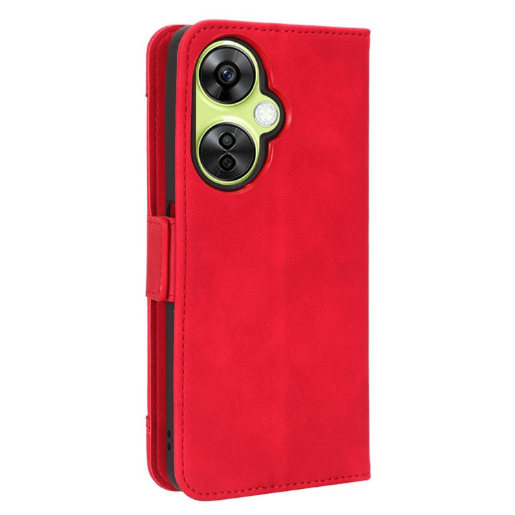 For OnePlus Nord CE 3 Lite 5G / Nord N30 5G Multiple Card Slots Phone Case Leather Wallet Stand Cover - Red