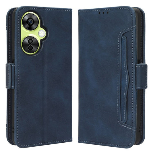 For OnePlus Nord CE 3 Lite 5G / Nord N30 5G Multiple Card Slots Phone Case Leather Wallet Stand Cover - Blue