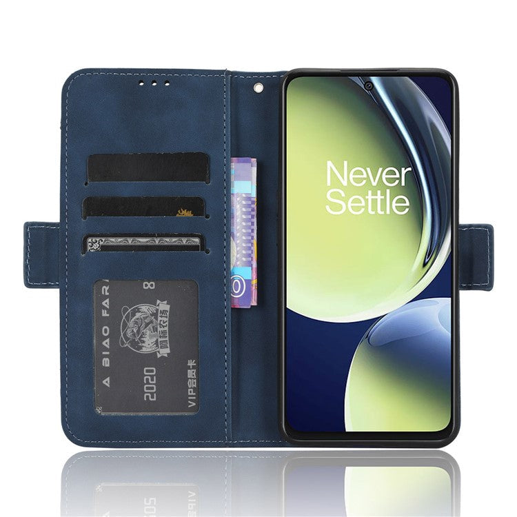 For OnePlus Nord CE 3 Lite 5G / Nord N30 5G Multiple Card Slots Phone Case Leather Wallet Stand Cover - Blue