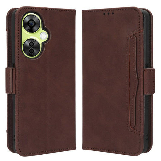 For OnePlus Nord CE 3 Lite 5G / Nord N30 5G Multiple Card Slots Phone Case Leather Wallet Stand Cover - Brown