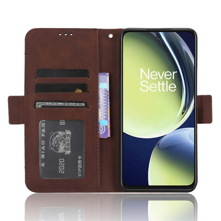 For OnePlus Nord CE 3 Lite 5G / Nord N30 5G Multiple Card Slots Phone Case Leather Wallet Stand Cover - Brown