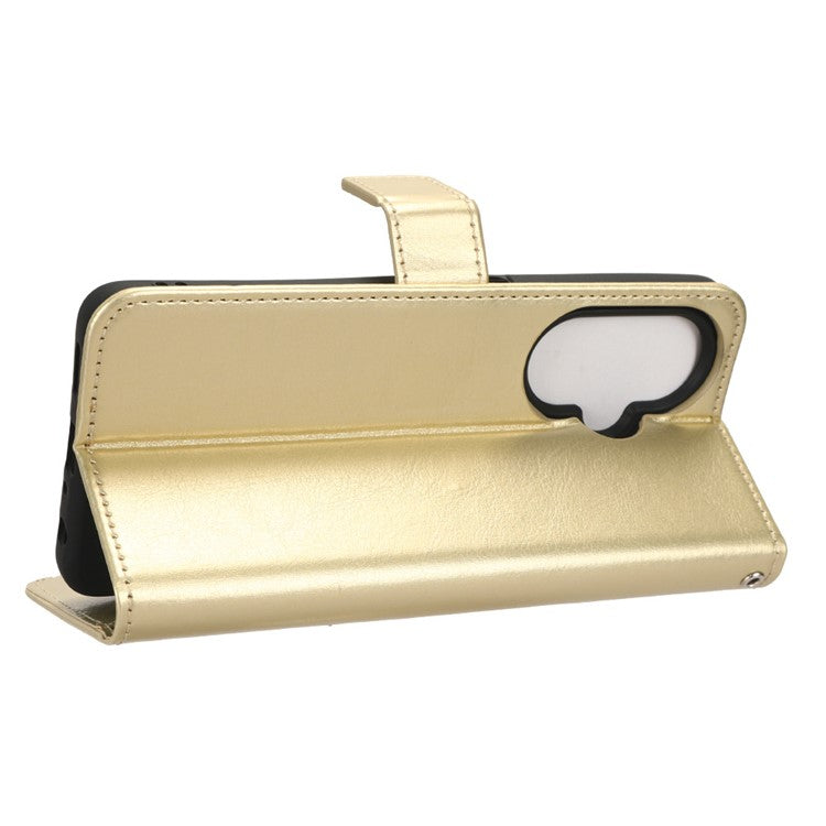 For OnePlus Nord CE 3 Lite 5G / Nord N30 5G Phone Leather Case Wallet Stand Crazy Horse Texture Phone Cover - Gold