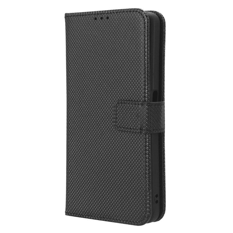 For OnePlus Nord CE 3 Lite 5G / Nord N30 5G Phone Case Wallet Stand Diamond Texture Phone Leather Cover - Black