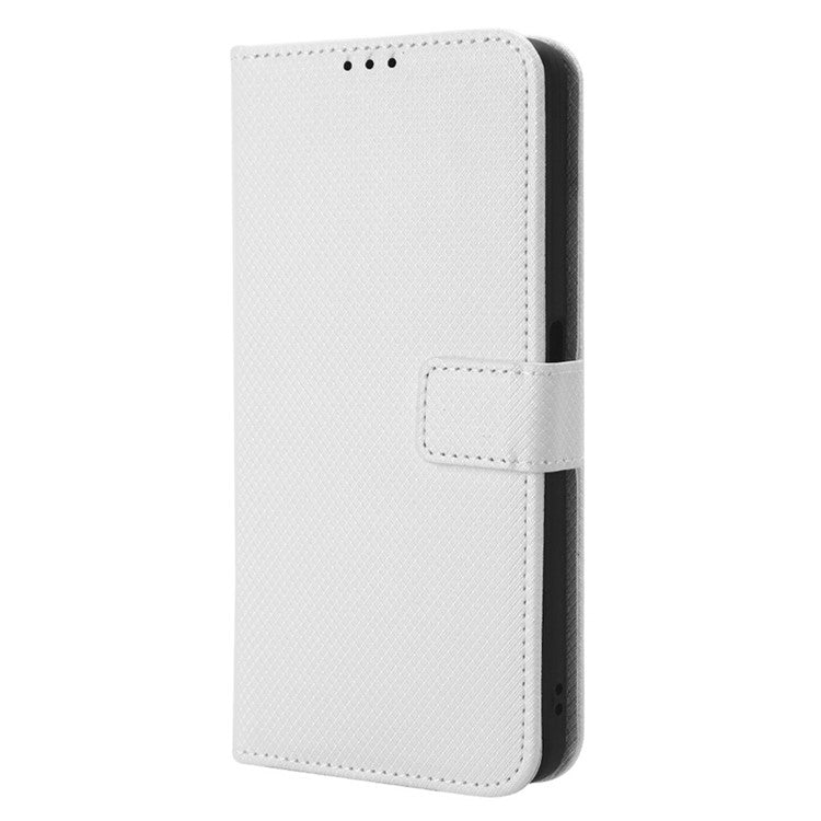 For OnePlus Nord CE 3 Lite 5G / Nord N30 5G Phone Case Wallet Stand Diamond Texture Phone Leather Cover - White