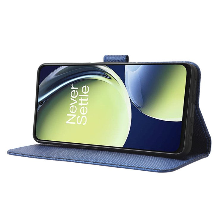 For OnePlus Nord CE 3 Lite 5G / Nord N30 5G Phone Case Wallet Stand Diamond Texture Phone Leather Cover - Blue