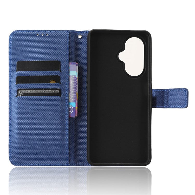 For OnePlus Nord CE 3 Lite 5G / Nord N30 5G Phone Case Wallet Stand Diamond Texture Phone Leather Cover - Blue