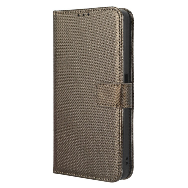 For OnePlus Nord CE 3 Lite 5G / Nord N30 5G Phone Case Wallet Stand Diamond Texture Phone Leather Cover - Brown
