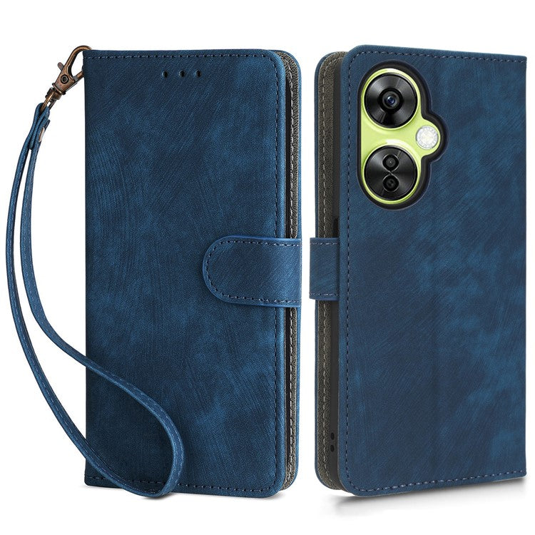 For OnePlus Nord CE 3 Lite 5G / Nord N30 5G Phone Stand Case PU Leather RFID Blocking Wallet Cover with Strap - Blue