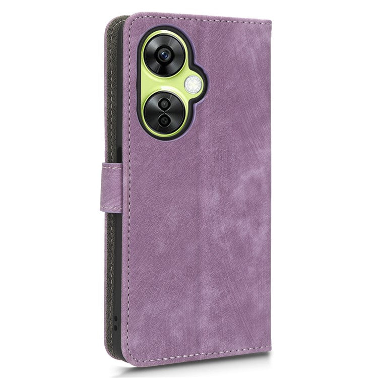 For OnePlus Nord CE 3 Lite 5G / Nord N30 5G Phone Stand Case PU Leather RFID Blocking Wallet Cover with Strap - Purple