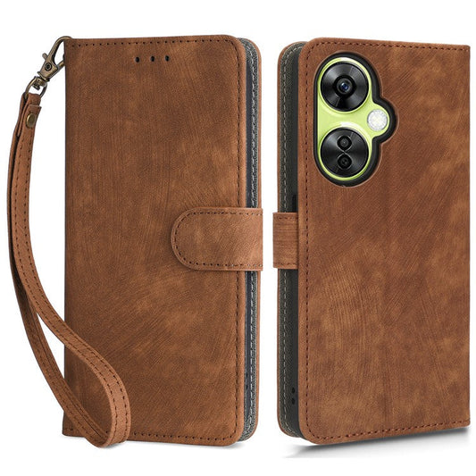 For OnePlus Nord CE 3 Lite 5G / Nord N30 5G Phone Stand Case PU Leather RFID Blocking Wallet Cover with Strap - Brown
