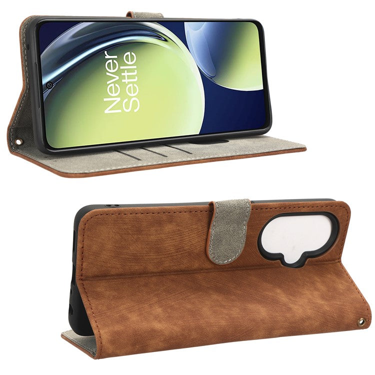 For OnePlus Nord CE 3 Lite 5G / Nord N30 5G Phone Stand Case PU Leather RFID Blocking Wallet Cover with Strap - Brown
