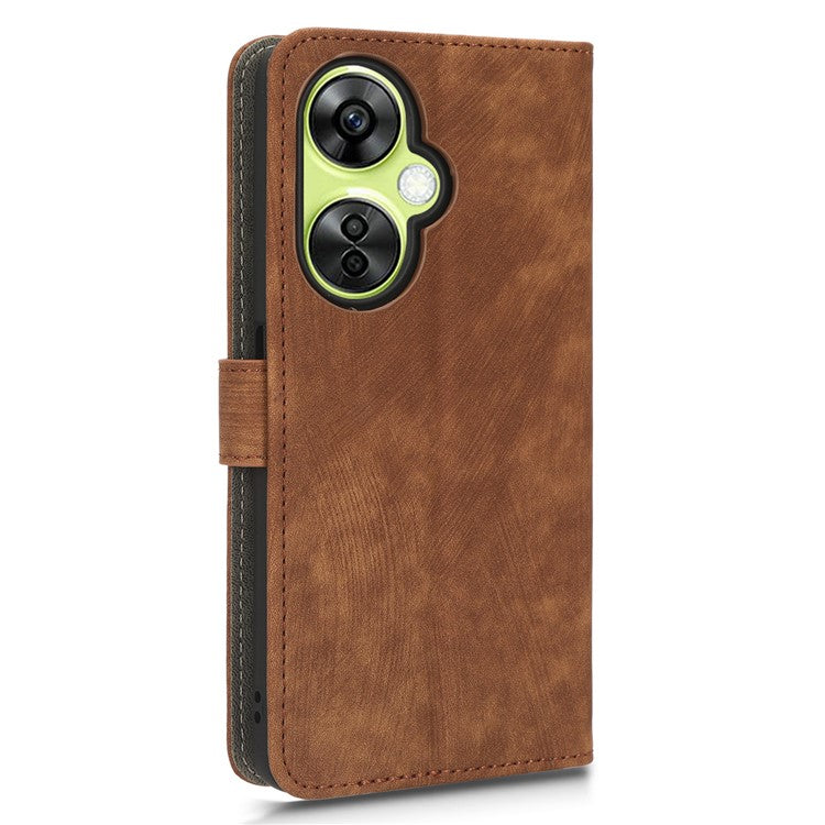For OnePlus Nord CE 3 Lite 5G / Nord N30 5G Phone Stand Case PU Leather RFID Blocking Wallet Cover with Strap - Brown