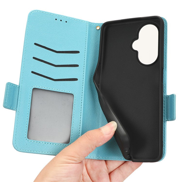 For OnePlus Nord CE 3 Lite 5G / Nord N30 5G PU Leather Case Litchi Texture Wallet Stand Phone Cover - Baby Blue