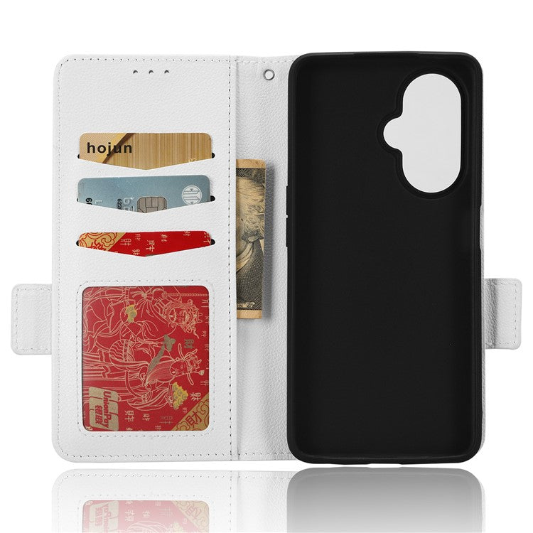 For OnePlus Nord CE 3 Lite 5G / Nord N30 5G PU Leather Case Litchi Texture Wallet Stand Phone Cover - White