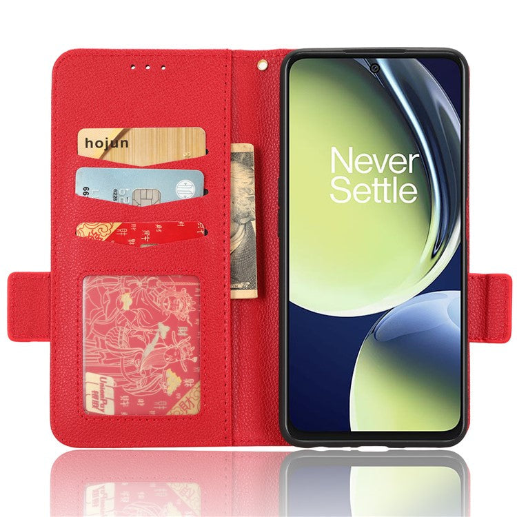 For OnePlus Nord CE 3 Lite 5G / Nord N30 5G PU Leather Case Litchi Texture Wallet Stand Phone Cover - Red