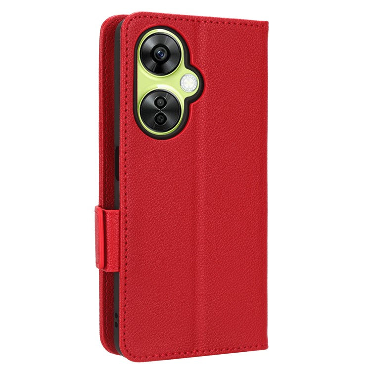 For OnePlus Nord CE 3 Lite 5G / Nord N30 5G PU Leather Case Litchi Texture Wallet Stand Phone Cover - Red