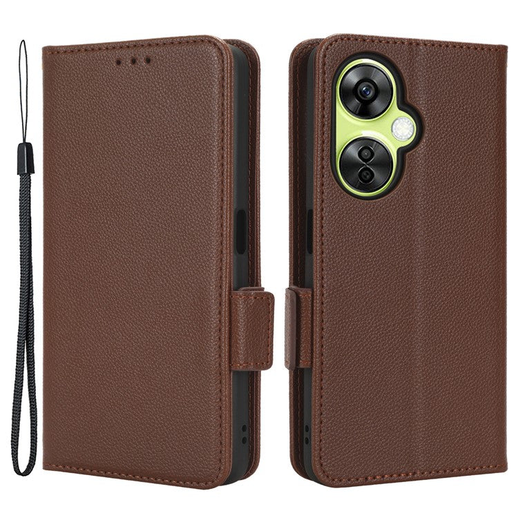 For OnePlus Nord CE 3 Lite 5G / Nord N30 5G PU Leather Case Litchi Texture Wallet Stand Phone Cover - Brown